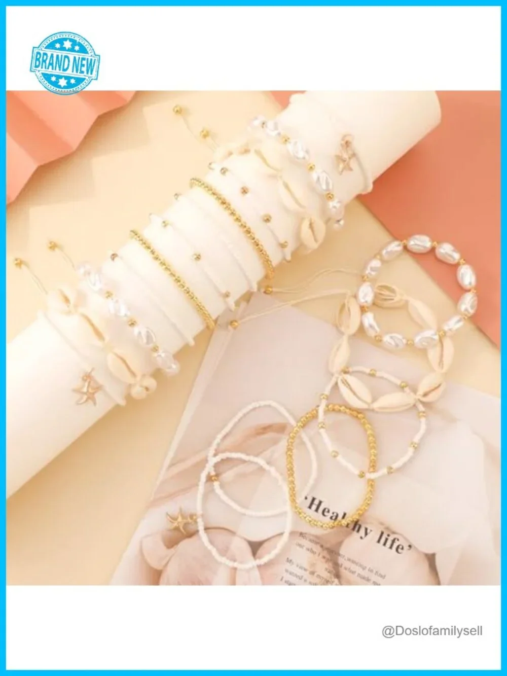 36 Pcs Boho Shell Seashell Bracelets Stackable Stretch Beach Jewelry Set
